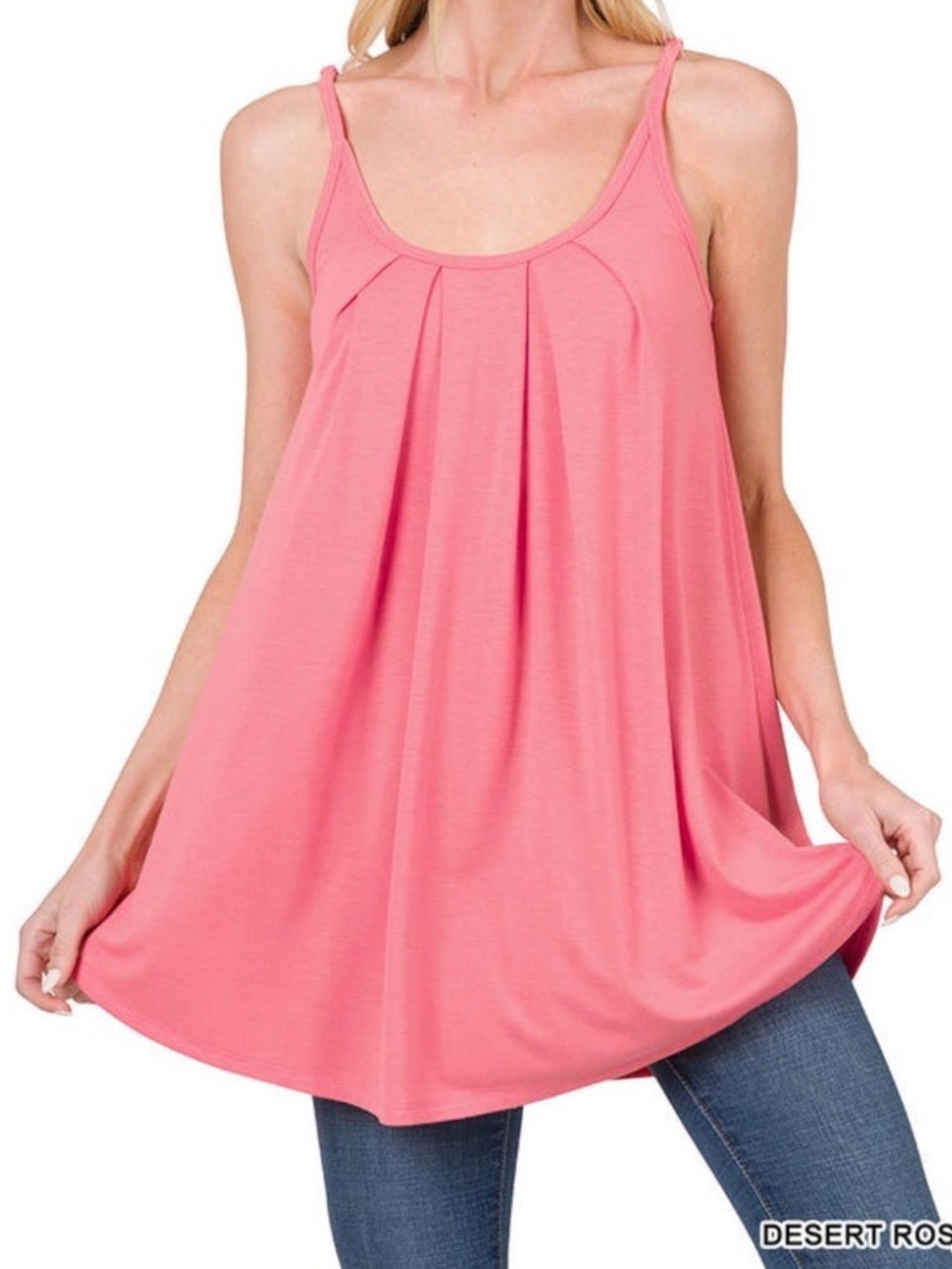 Zenana Oversized Pleated Scoop Neck Tank-NWOT